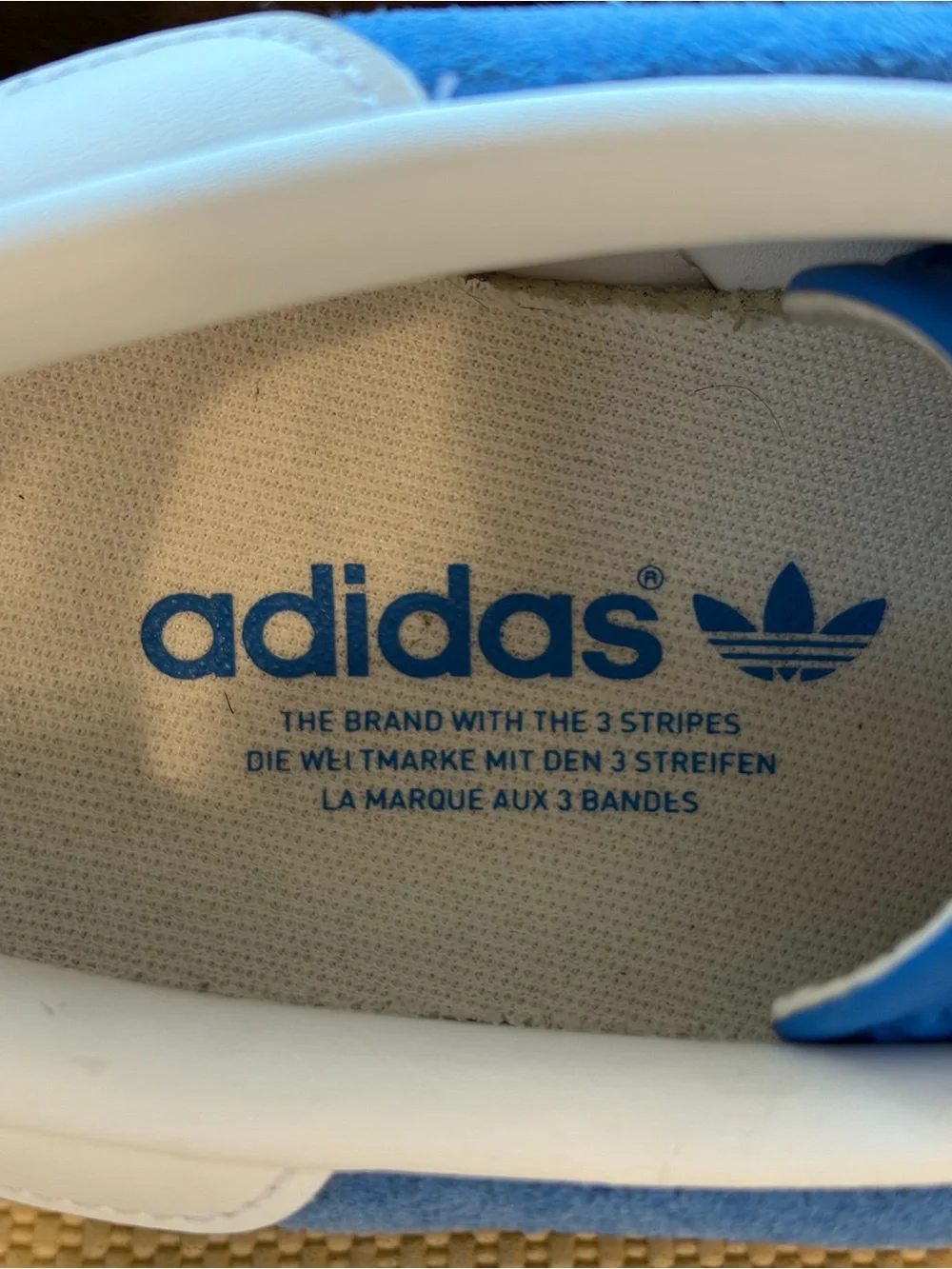 adidas Blue Suede Sneakers with White Three Stripes